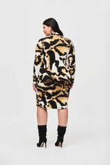 Animal Print Wrap Dress  - off-white / Multi