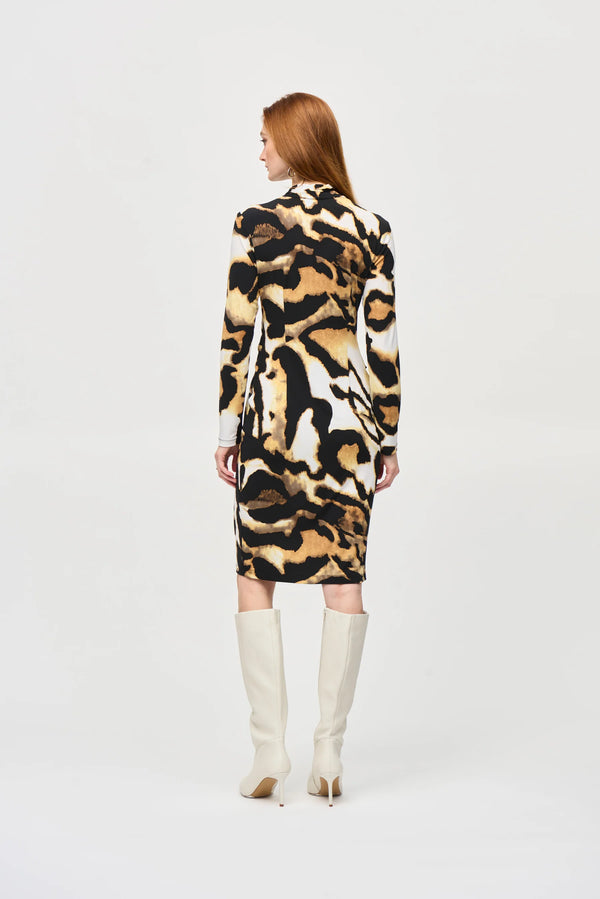 Animal Print Wrap Dress  - off-white / Multi