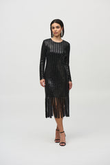 Sequined Midi Dress -Black