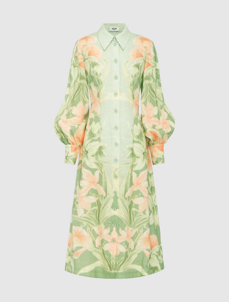 Cecilia Linen Midi Dress - Orient Print