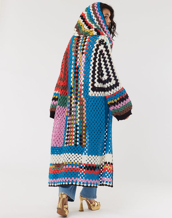 Melissa Hooded Crochet Cardigan - Rainbow