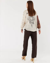 Sofia Tie Front  Blouse - Chocolate