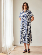 Geo Block Print Dress - Navy