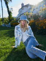 Woven Jacket - Ivory/Blue