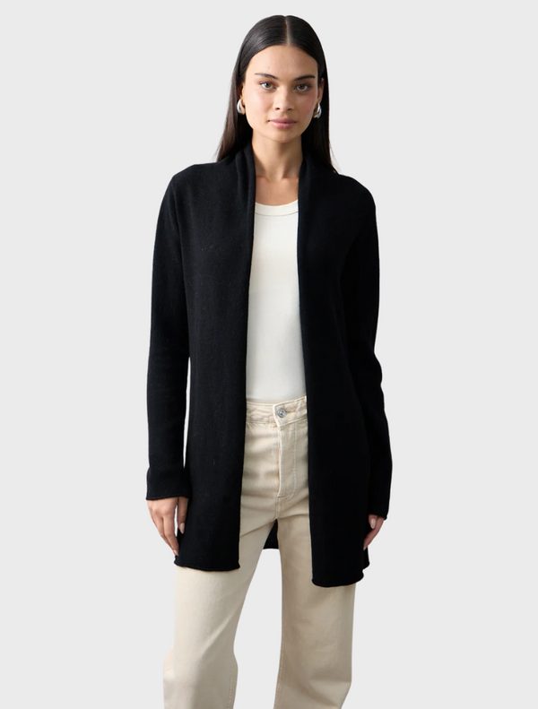 Pure Essentials Soft Roll Cardigan - Jet Black