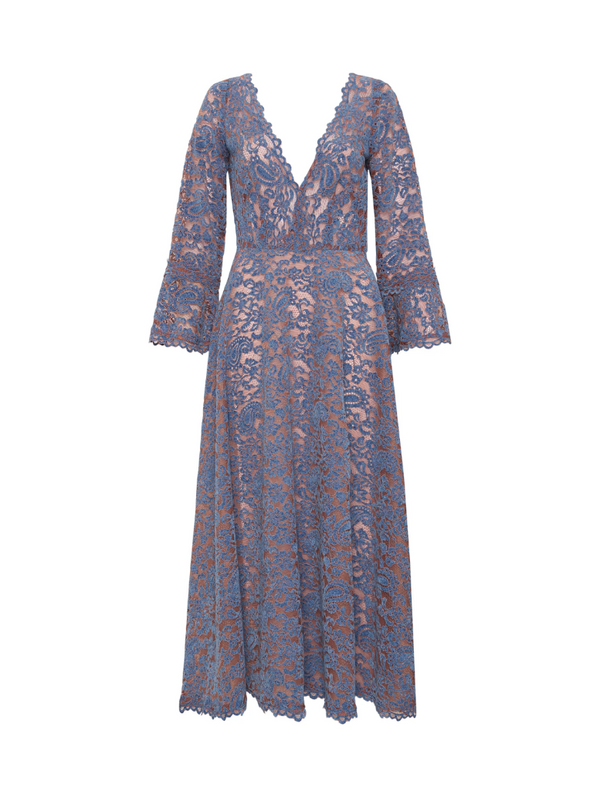 Valentina Dress - Blue-Apricot