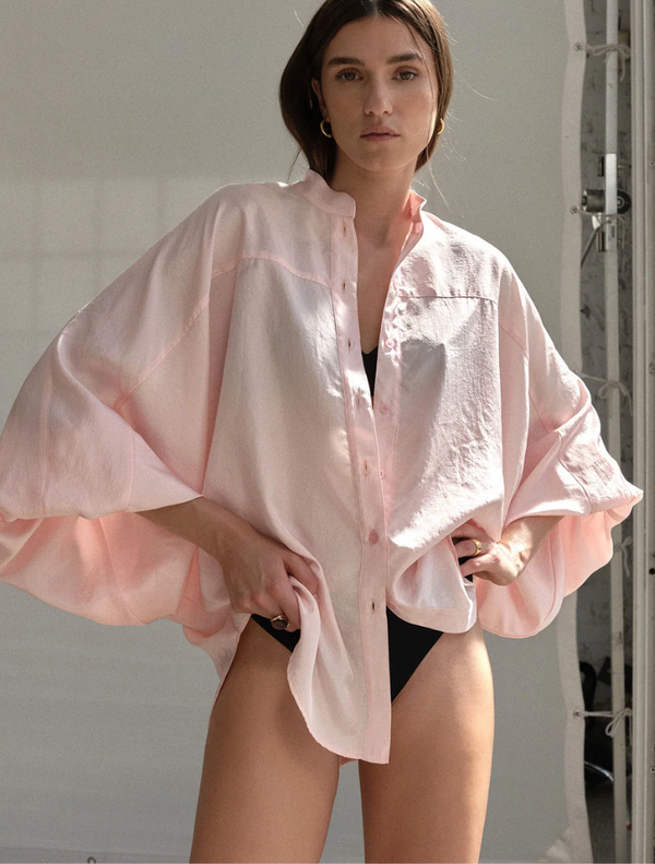 Tumbled Taffeta Billow Blouse - Fondant