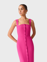 Elva Fitted Midi Dress - Magentapink
