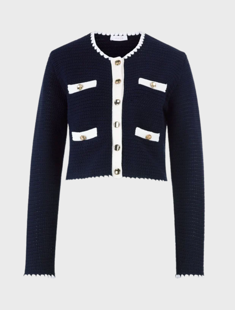 Dark Blue Cardigan with Buttons - Midnight Blue