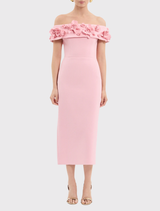 Yorkshire Off The Shoulder Midi Dress - Blossom