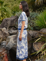 Bleu Print Skirt - Blue/White