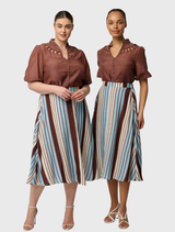 Iris Viscose Blend Skirt - Iridescent Stripe