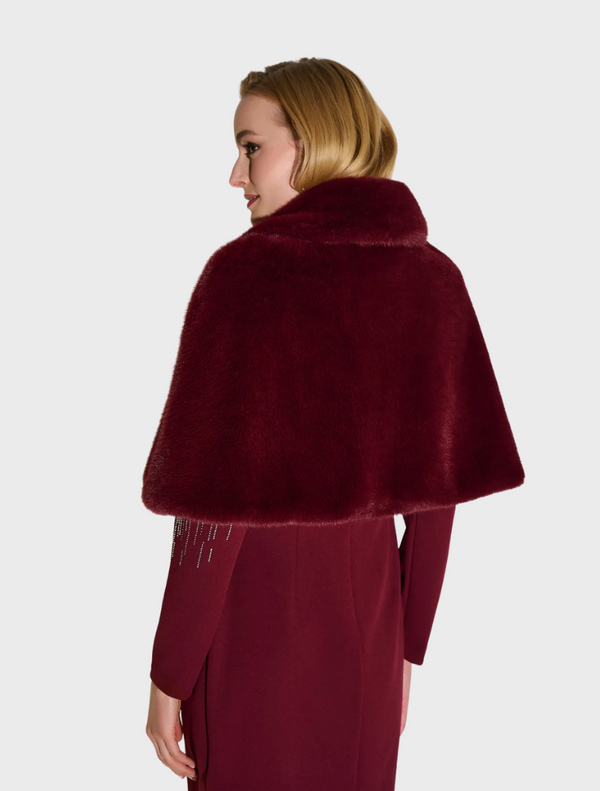 Faux Fur Cape - Merlot