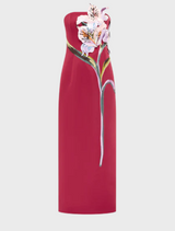 Rayna Appliqué Floral Maxi Dress - Lily Print in Oxblood