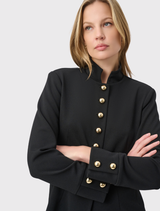Mandarin Collar Formal Shirt - Black