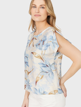 Woven Top - Porcelain/Blue