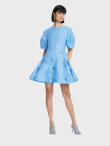 Simona Appliqué Mini Dress - Pastel Blue