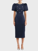 Ayla Short Sleeve Midi Dress - Navy