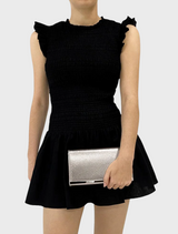 Maddie Metallic Embossed Foldover Clutch - Silver