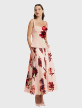 Georgia Embroidered Top - Reverie Print in Nectar