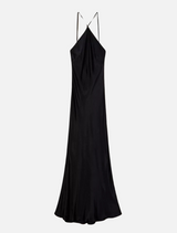 Long Satin Dress - Black