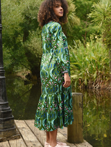 Tier She Goes Dress - Green/Blue