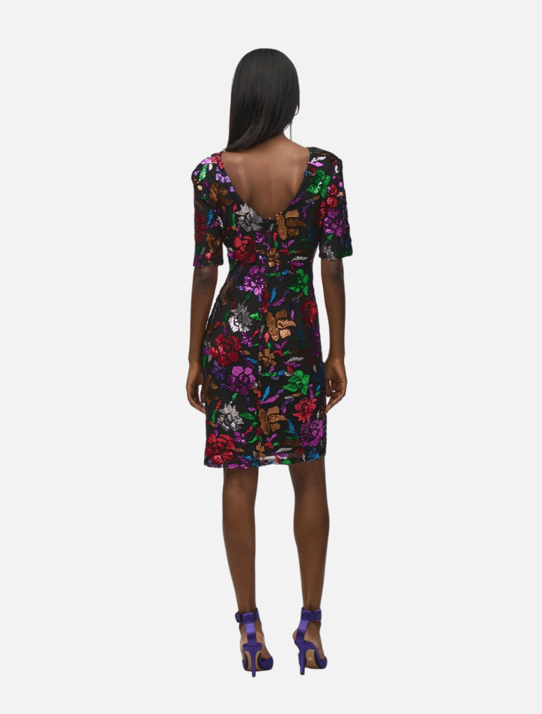 Knee-length Sheath Dress -  Black/Multi