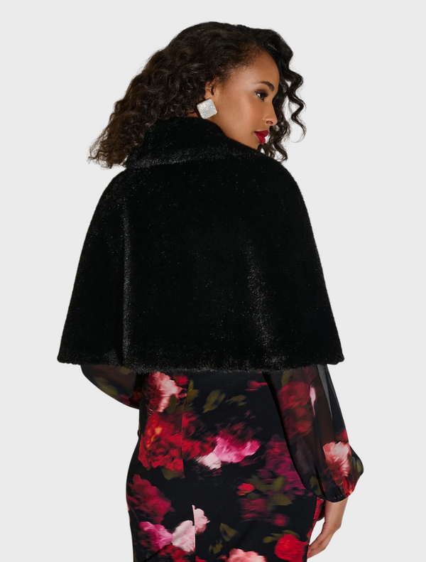 Faux Fur Cape - Black