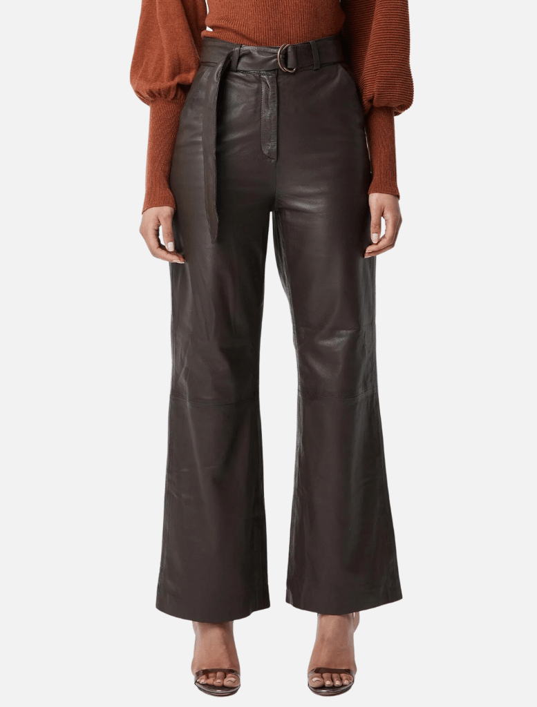 Halston Leather Wide Leg Pant - Chocolate