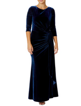 Peyton Velour Gown -Sapphire