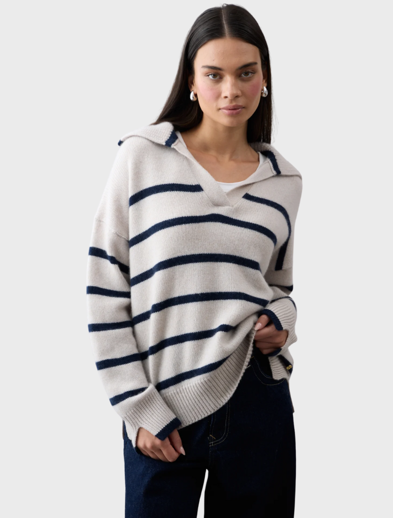 Mavis Pullover - Alabaster / French Navy