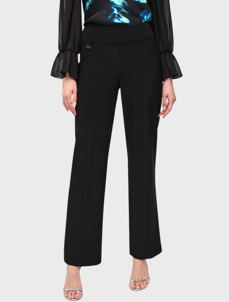 Wide-Leg Pull-On Pants - Black