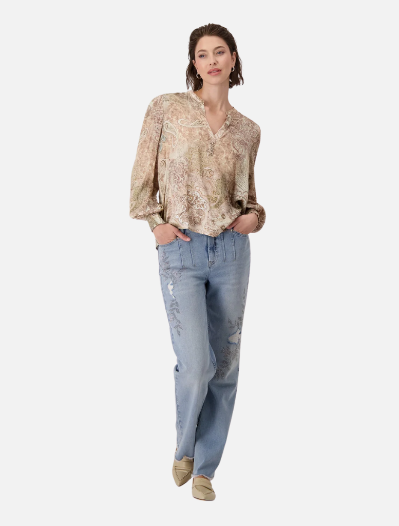 Round Neck Blouse - Brown Sugar Print