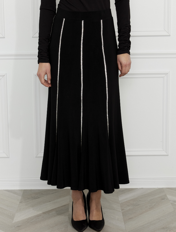 Elegant A-line Evening Skirt - Black
