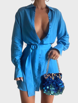 Pedro Sequin Pouch - Blue