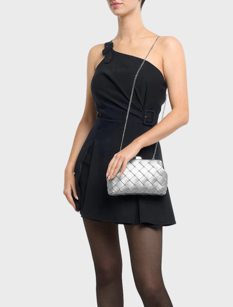 Quinn Woven Clutch - Silver