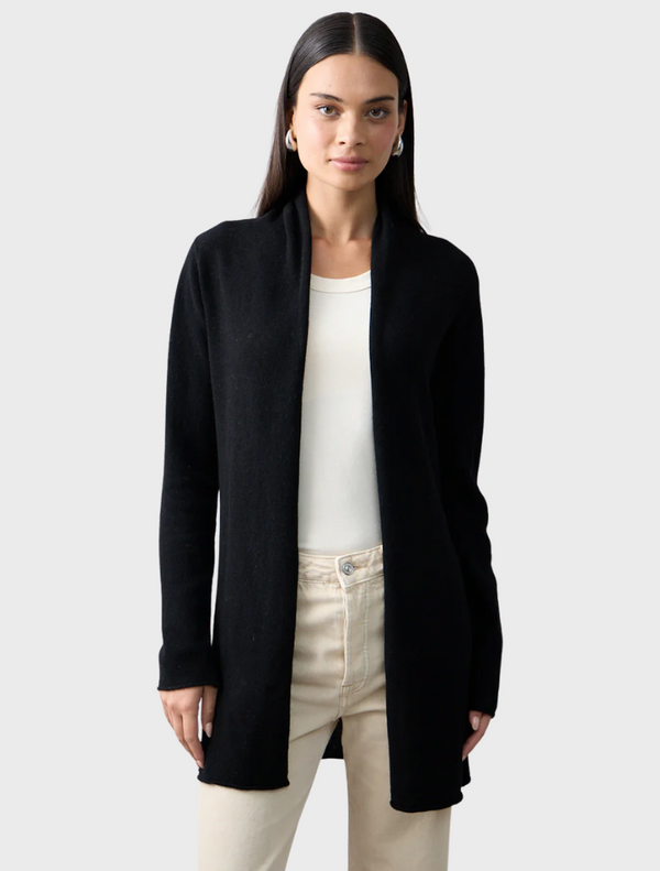 Pure Essentials Soft Roll Cardi - Jet Black