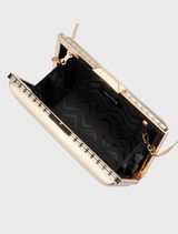 Sammi Crystal Frame Clutch - Gold