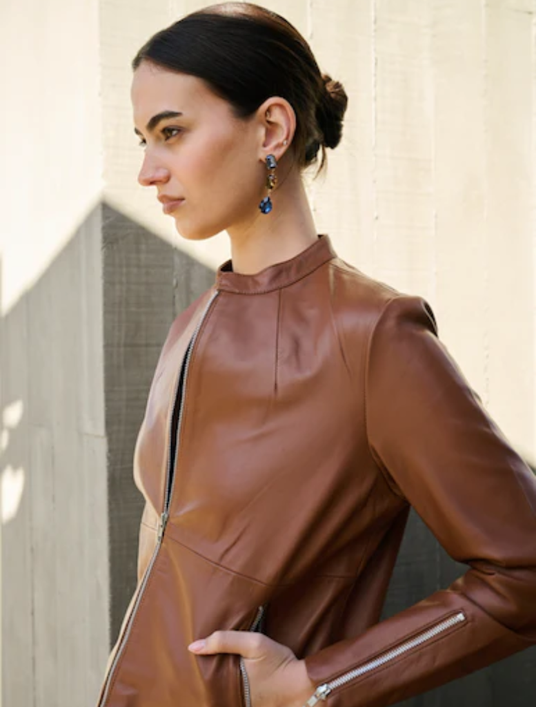 Hudson Leather Bomber Jacket - Husk