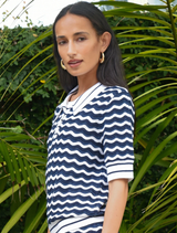 Make Knit Happen Top - Navy/White Stripe
