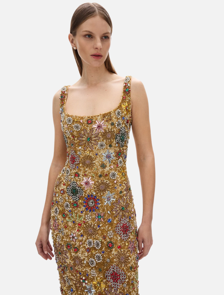 Francesca Strap Star Gown - Gold