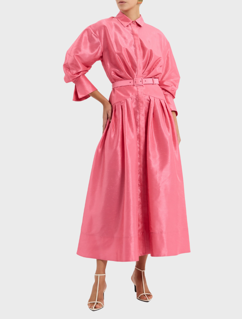 Maple Shirt Midi Dress - Bubblegum