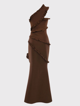 Floriana Asymmetric Gown - Brown