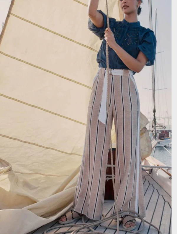Grace Linen Pants In Stripe