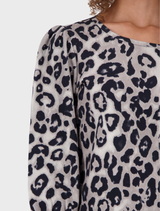 Sweatshirt With Leopard Print - Greige Pattern