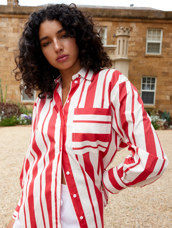 Buddy Shirt - Ruby Antique Stripe