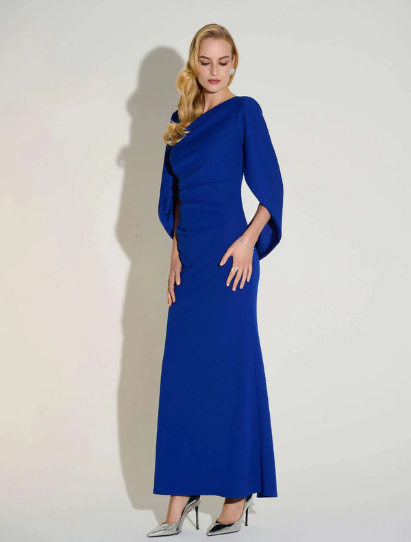 Scuba Crepe Trumpet Gown - Royal Sapphire
