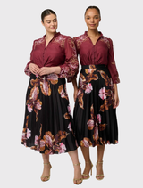 Maren Embroidered Cotton Silk Blouse - Garnet Orchid