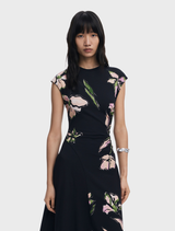 Sleeveless Dress - Black Floral Print