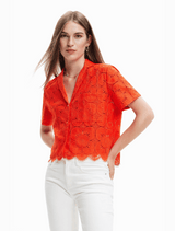 Preston Red Short Sleeve Lace Shirt